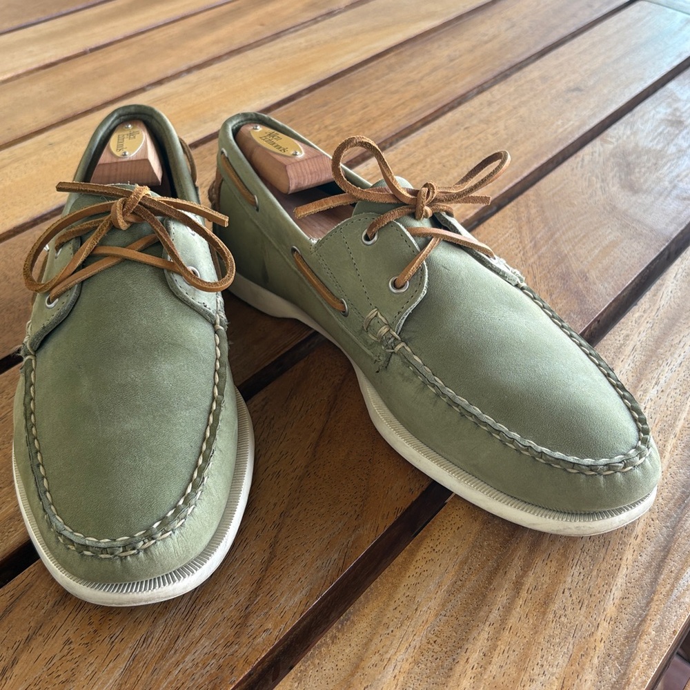 Allen Edmonds Maritime Green Suede Leather Boat Shoes